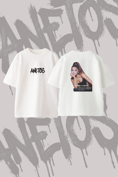 Anetos Ariana Grande_151 Design Back Printed Cotton White Oversize T-Shirt