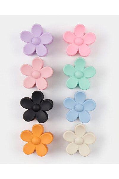 REDTAG Girls Assorted Flower Hair Clip Set (Pack Of 8)