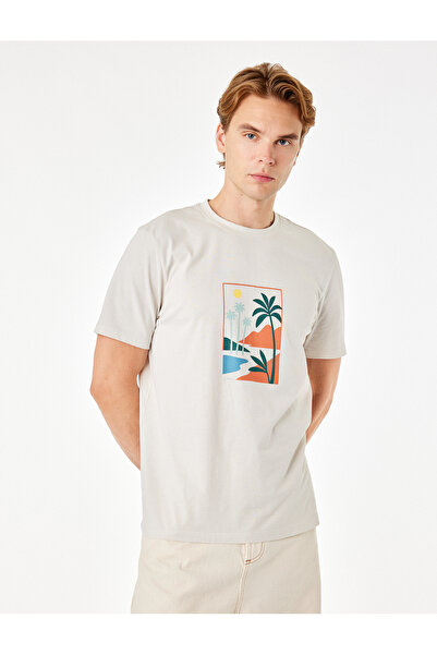 Koton Cotton Short Sleeve Regular Fit Crew Neck Printed T-Shirt