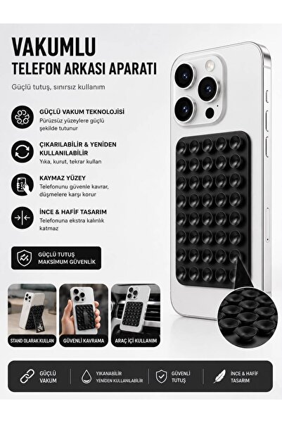 Galeriyo Vakumlu Silikon Vantuzlu Yapışkanlı Telefon Tutucu Çok Amaçlı Güçlü ...