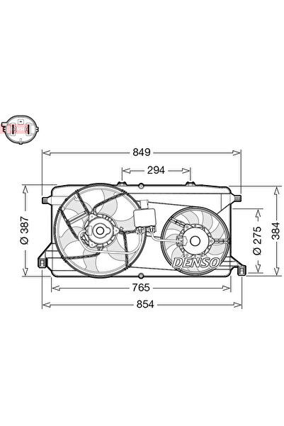 DENSO Ventilator, Radiator (cu Carcasa) Ford Transit Transit Tourneo 2.2d-2.3...