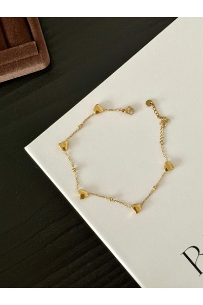 YOUES JEWELRY Steel Heart Chain Anklet
