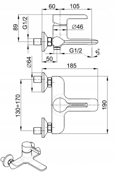 KFA Armatura Baterie de baie montată la suprafață Angelit 4724-010-40 Alb-crom
