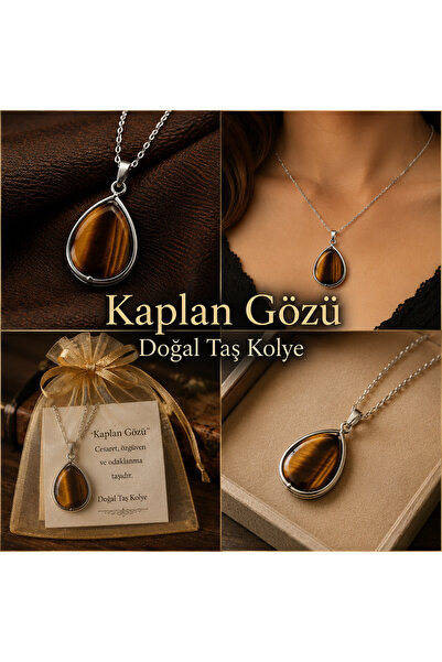best bioenerji taş terapi Tiger's Eye Drop Natural Stone Necklace Certified