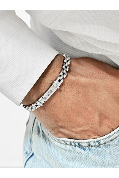 FERRO Silver Steel Men's Bracelet Frj10197A-A 2 Year Warranty Gift Boxed