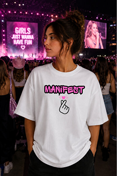 Büşra Çetin Manifest Text Printed T-Shirt, 100% Cotton Unisex Oversize Cotton...