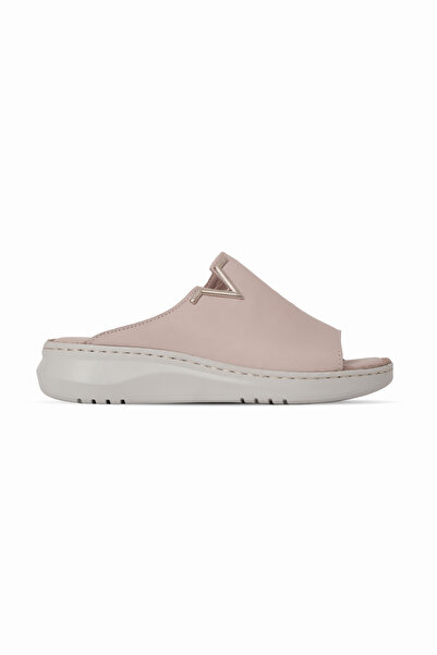 MY DERİ Bokks Women's Genuine Leather V Buckle Detailed Thick Sole Slippers B...