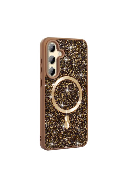 zore Galaxy S25 Fe Case with Glitter Diamonds and Magsafe Camera Raised Silic...