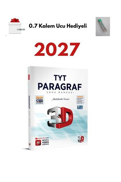 3D Yayınları 2027 TYT Paragraf Soru Bankası + Kalem Ucu Hediyeli