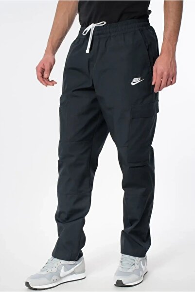 Nike Clup Cargo Woven Siyah Bol Kesim Erkek Kargo Cepli Eşofman Altı