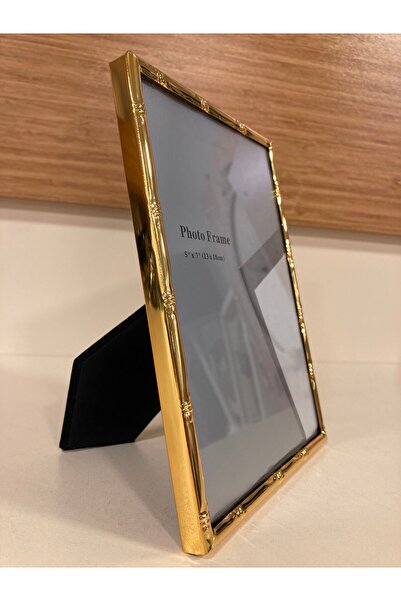 PLUS HOME Picture Frame Bamboo Model Metal Brass Edged Gold Color Small Size ...