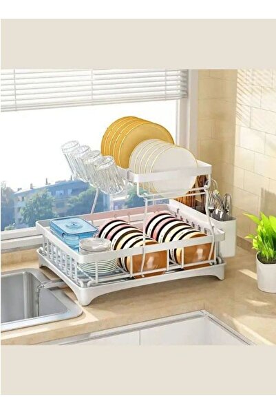 CoolBaby Dish Drying Rack 2 Tier Dish Rack And Drainboard Set Large Capacity ...