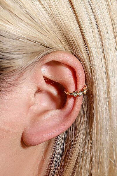 VeeShop Minimal ear cuff earring, 5 star link with crystals
