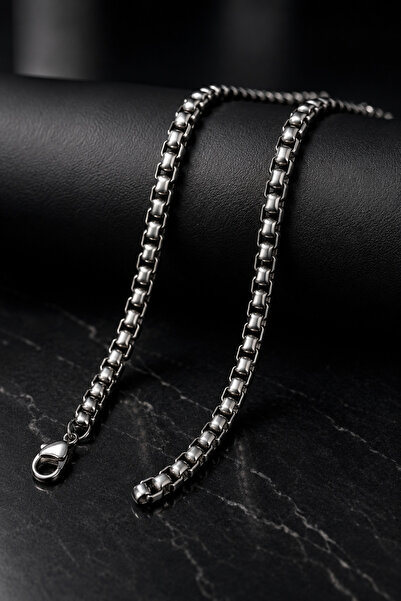 Boldy Stainless Steel Necklace - Box Chain Necklace - Steel Necklace - Box Ne...