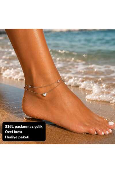 HER ŞEY NOTA www.herseynota.com Women's Heart Figured Double Chain Design 316...