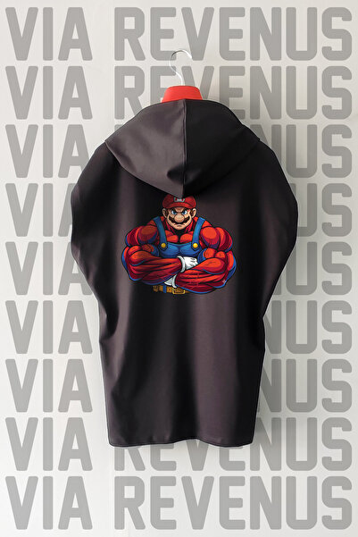 Vordevia Tricou sport Gym Mushroom, imprimat față și spate, cu glugă, 100% bu...
