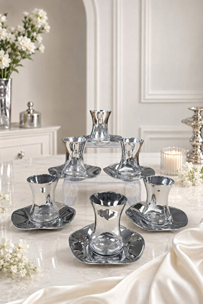 rova tr Liora Series 6-Person 12-Piece Titanium Coated Glass Tea Set, Tea Cup...