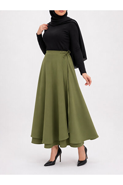 Trendline Women's Scuba Fabric Flared Long Skirt