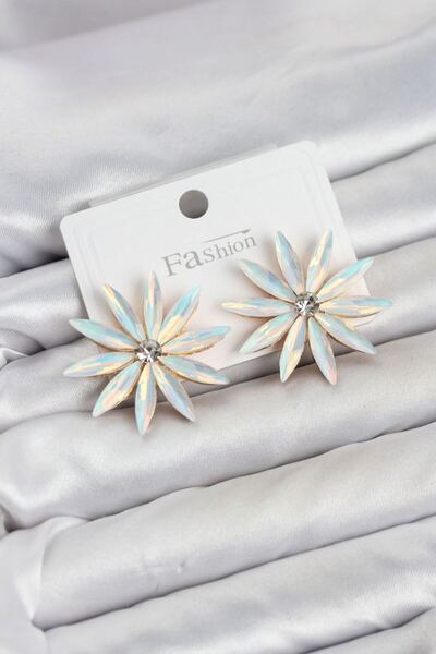 naque White Color Crystal Stone Lotus Model Women's Earrings Tj-Bkp11929