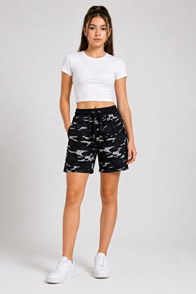 Asmedo Girl's Premium Swim Shorts with Zipper Pockets and Mesh Lining - Black