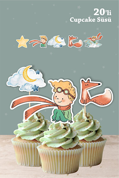 neşeli günlerim Little Prince Themed Cupcake Decoration 20-Pack