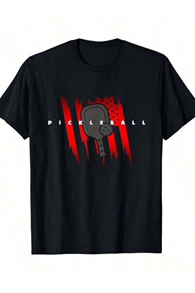 799 Dynamic Pickleball Graphic T-Shirt Bold Black Paddle & White Ball Design ...
