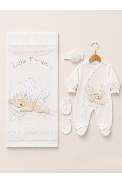 Kardeşler Bebe Baby Girl Little Princess Embroidered 4-Piece Blanket and Romp...
