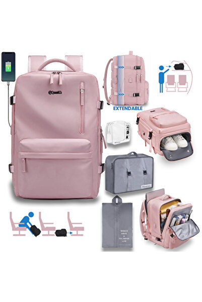 Quasar & Co. Rucsac voiaj, bagaj mana avion extensibil 43x30x20-28cm+husa hai...