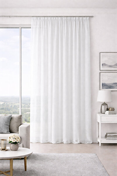 Premier Home Aura White Custom Size Tulle Curtain 100X260 1X2.5 Pleated