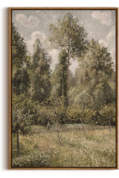 ALAYRA International Framed Vintage Bushes Poplars Landscape Canvas Wall Art ...