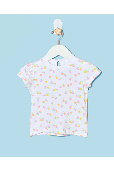 REDTAG Infant Girls White All Over Print Jersey T-Shirt