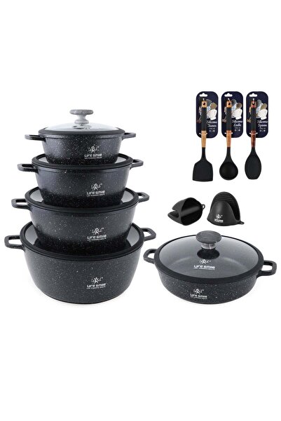 Lifesmile Life Smile Multi Layer Granite Non-Stick Cookware Set with Inductio...