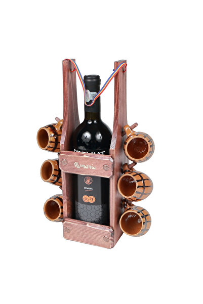 LimArt Suvenir Minibar Traditional Romania - Suport din Lemn cu Sticla de Vin...
