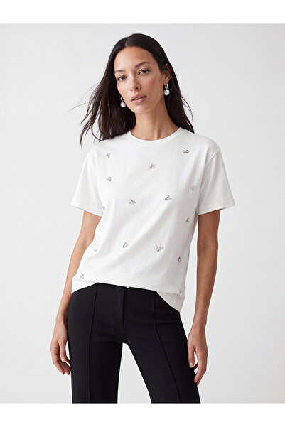 LC Waikiki White stone soft touch women's t-shirt