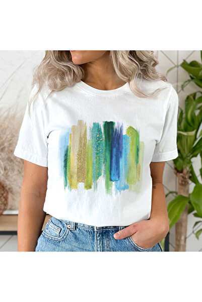 Orielle Tricou cu imprimeu Green Strokes
