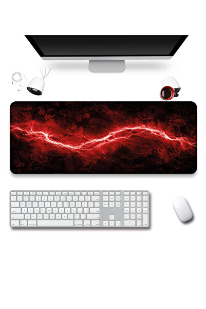 SonicTouch Mousepad pentru tastatură 40x90cm Red Stream Edge fără cusături, n...
