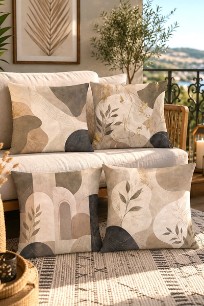 EVPANYA Cream Bohemian Patterned 4-Piece Throw Pillow Cover Set
