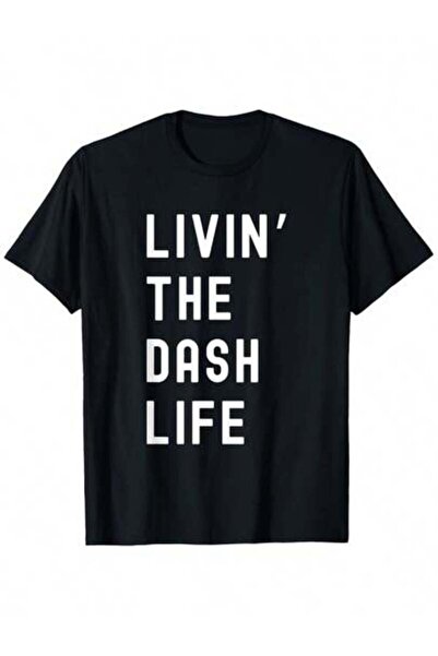 9TAY تي شيرت Living The Dash Life Name مضحك للجنسين برقبة دائرية وأكمام قصيرة...