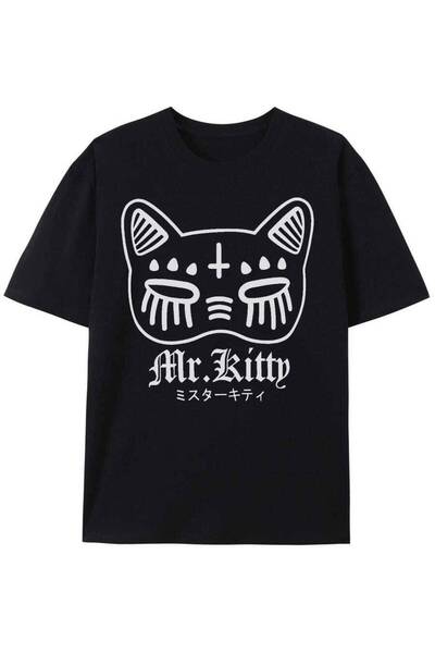 9TAY تي شيرت Mr.Kitty Cat Animal Dark Humor Art American Shipping USA للجنسين