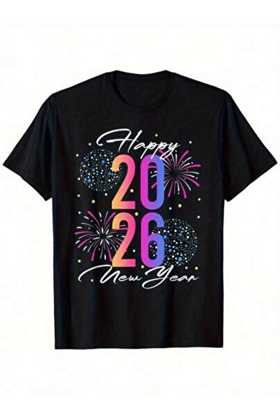 Astogria13 تي شيرت Happy New Year 2026 (0X-5X)، للجنسين، قابل للتمدد قليلاً، ...