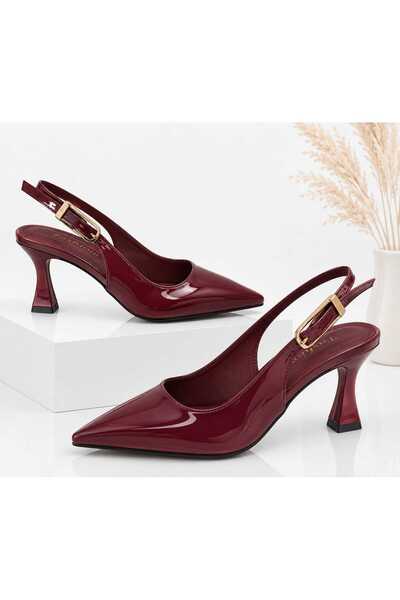 EMAX AYAKKABI HER ADIMDA MUTLULUK Women's Patent Leather Pointed Toe Open-Bac...