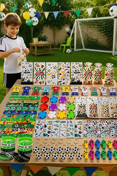 Generic مجموعة هدايا حفلات كرة القدم من السيليكون والبلاستيك 146 قطعة، أكياس ...