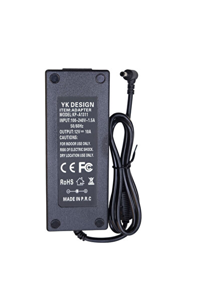 yk desing AC adaptör 12v 10A adaptör Standart uçlu 5.5x2.5 mm adaptör