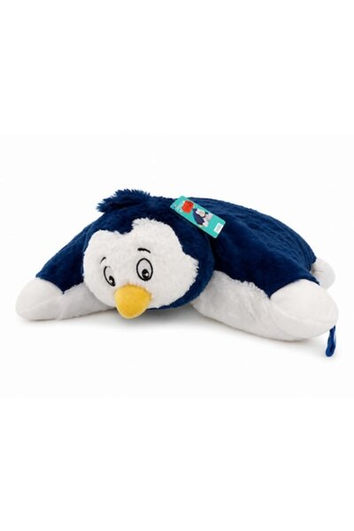 Generic Jucărie de pluș tip pernă, pinguin albastru, moale și pufos, 60 cm
