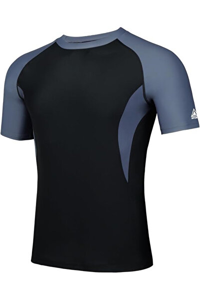 OEM Breathable sports T-shirt for men, elastic, UV protection, black with blu...