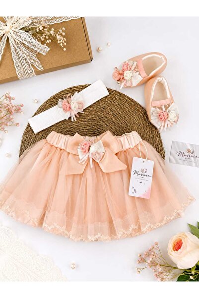 Mussora Baby Kız Bebek Tütü Etek,Patik ve Saç Bandı 3'lü set!