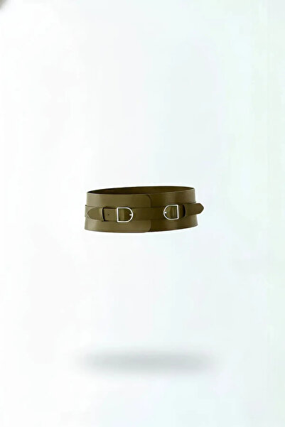 Angels Passion Khaki Women's Belt Wide Metal Buckle Accessory