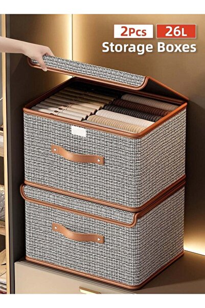 SOFTEN SOTEN 2 Pcs Clothes Drawer Organizer with Lid, Houndstooth Wardrobe Cl...