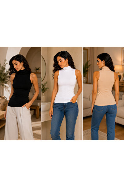 AV ANZAV 1574 قميص نسائي بدون أكمام برقبة دائرية - مريح - مرن