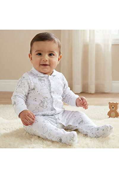 Disney Cotton Collared Long Sleeves Sleepsuit with Winnie the Pooh Print